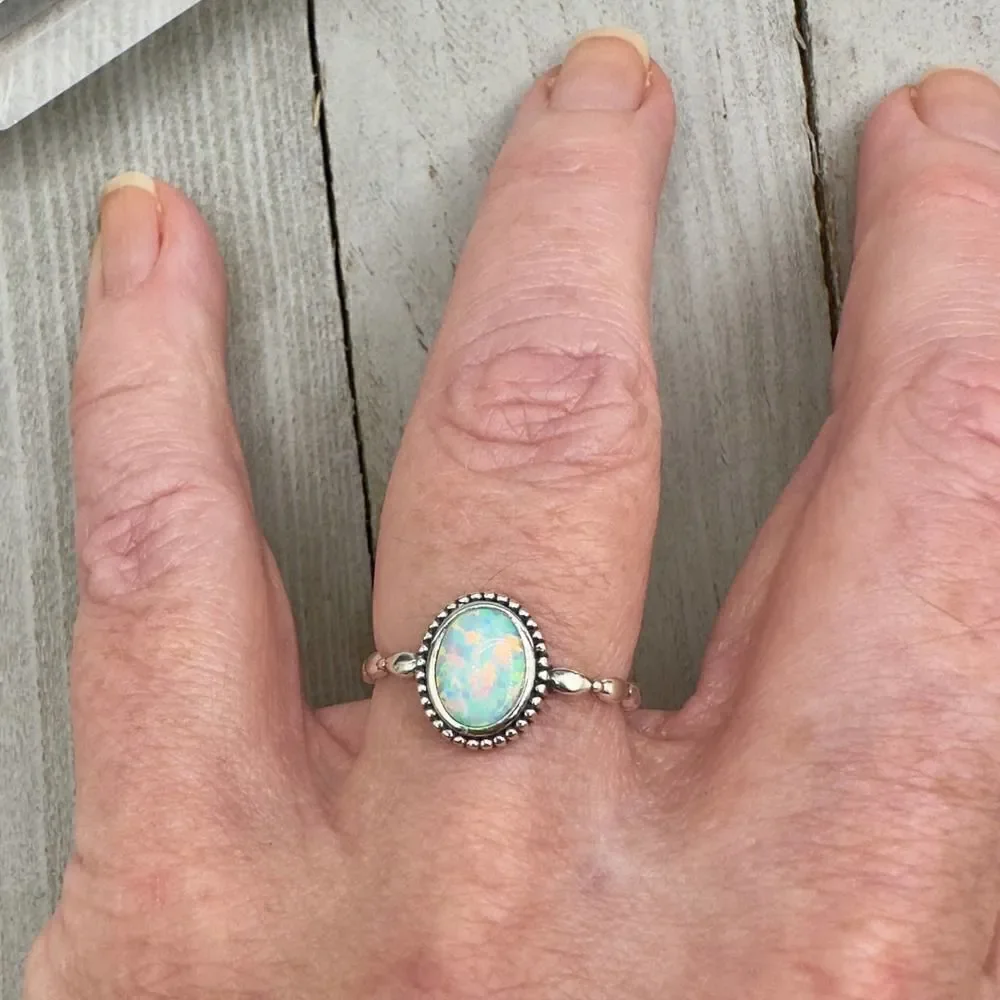 Lab Opal Sterling Silver Ring